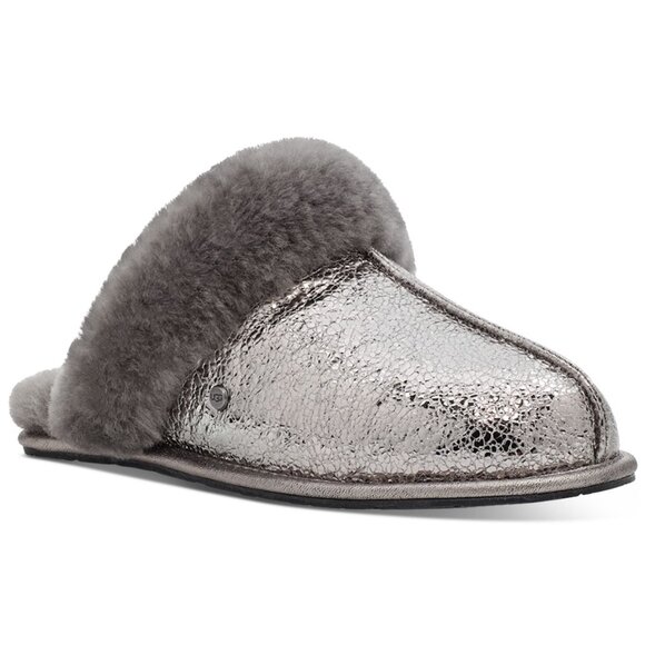 UGG Womens Scuffette II Metallic Sparkle Slipper 6 M Gunmetal Sparkle Metallic - Picture 1 of 1
